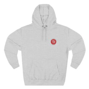 Three-Panel Fleece Hoodie black text