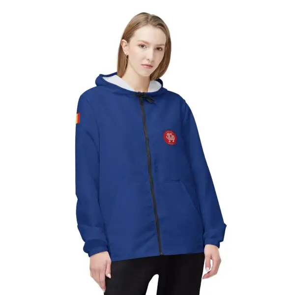 Blue Windbreaker Jacket - Perfect for when getting out of the DOJO.  Belgium flag on the right sleeve with JKA and Belgium text - Image 3